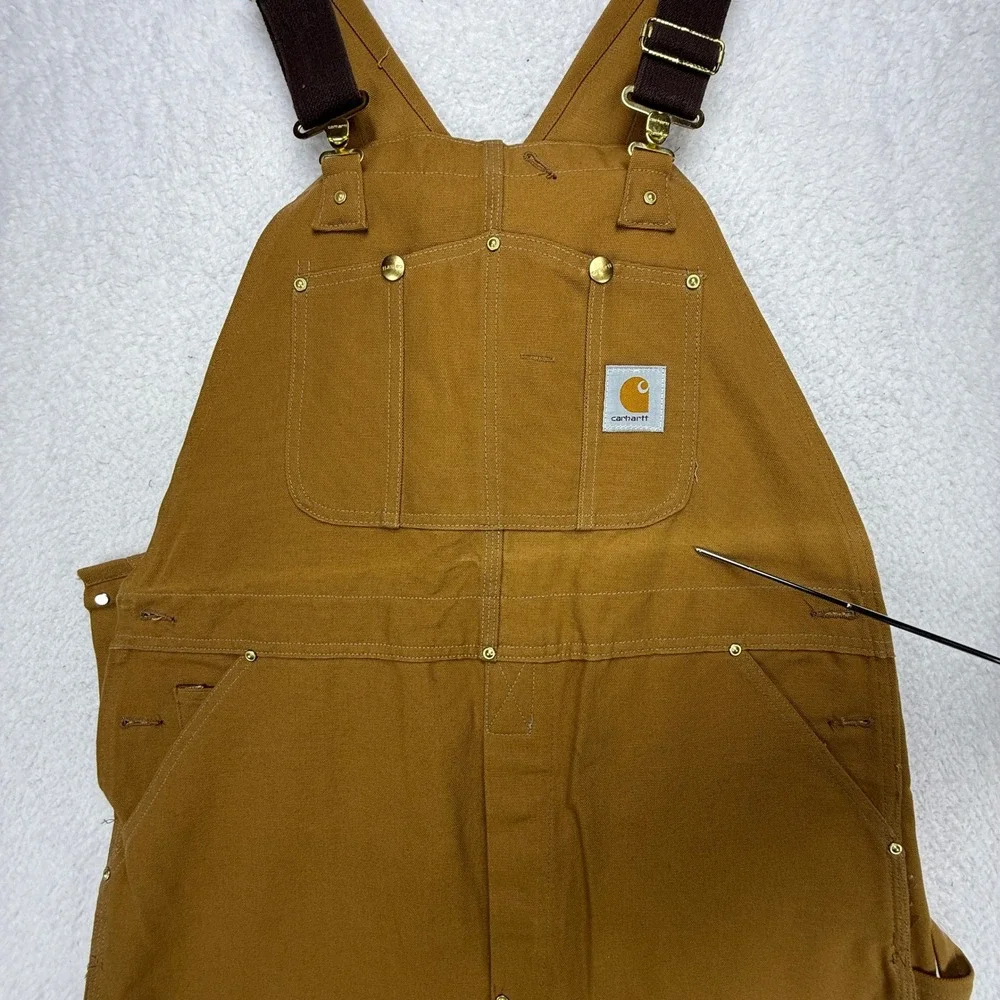 Carhartt Duck Bib Overalls Mens 40x32 Brown Canvas 6FB Workwear NWT NOS